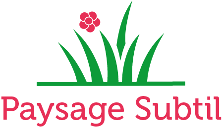 Logo Paysage Subtil représentant des herbes avec une fleur rose